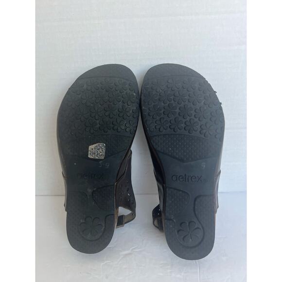 Aetrex Cheryl Brown Leather Slingback Mary-Jane Comfort Arch Support Clogs 8.5 - Picture 11 of 12